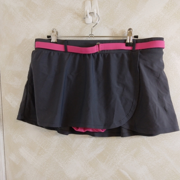 Free Country Other - Faux Wrap Grey Pink Bikini Bottom Swim Skirt Size XL 16